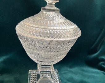 Vintage pedestal candy dish with lid