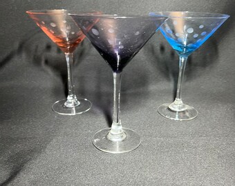 Waterford like polka dot martini glasses