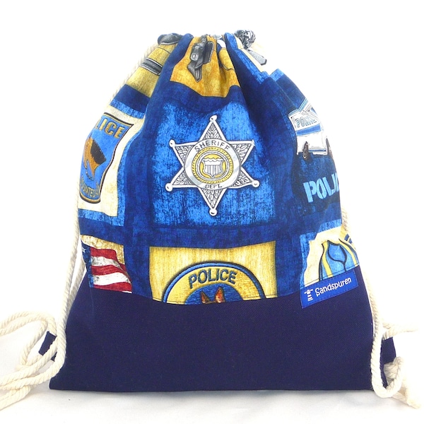 Kinderrucksack gefüttert  Turnbeutel Sportbeutel Stoffrucksack Kindergartenrucksack Kindergartentasche Gymbag *American Police*