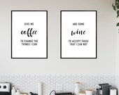 2 Wine Poster - Art Print - Give me Coffee Wine - A4 A3