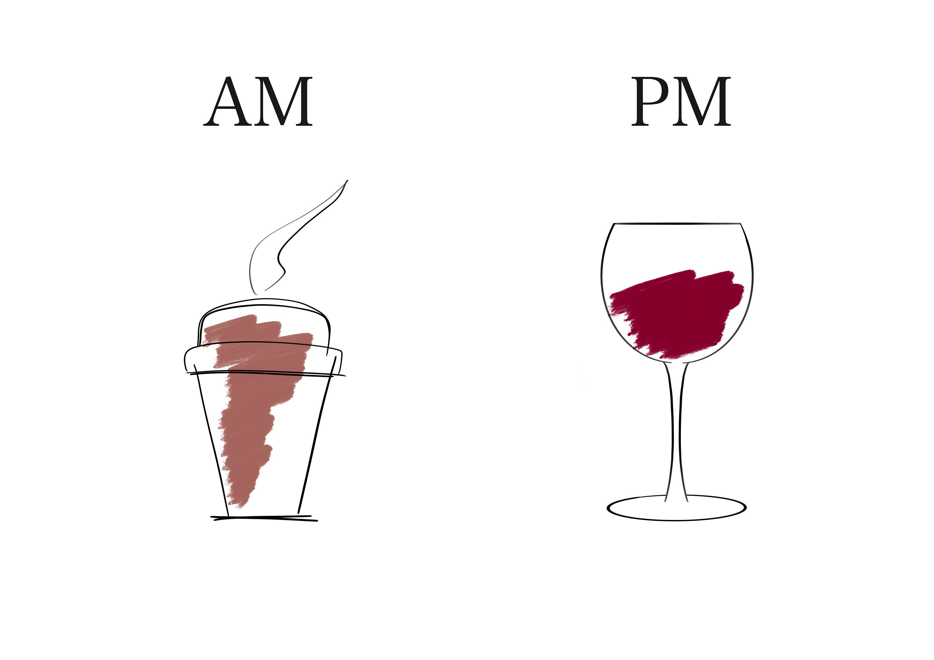 Wein Poster Kunstdruck AM/PM Kaffee / Wein Wahl | Etsy
