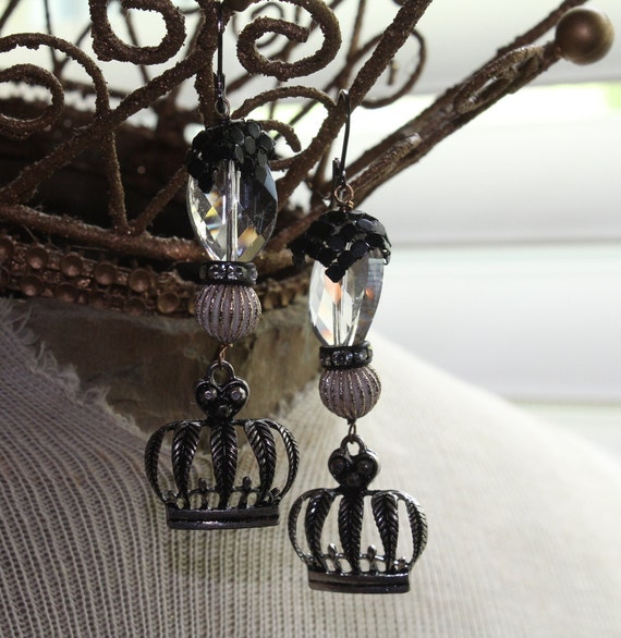 Repurposed Vintage Mourning Earrings/OOAK - image 2