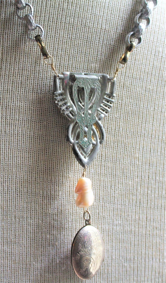 Art Deco/Edwardian/Mid Century Necklace/Clear Rhi… - image 7