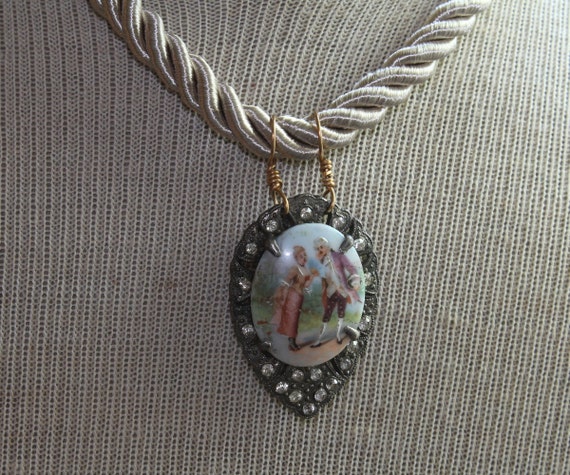 Victorian/Edwardian Style Cord Necklace/OOAK - image 2