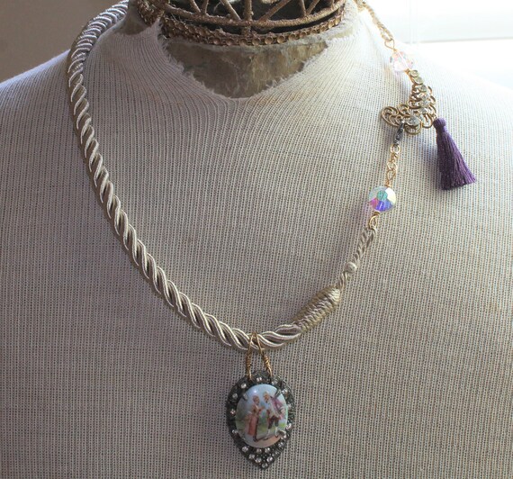 Victorian/Edwardian Style Cord Necklace/OOAK - image 5