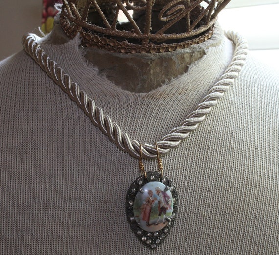 Victorian/Edwardian Style Cord Necklace/OOAK - image 1
