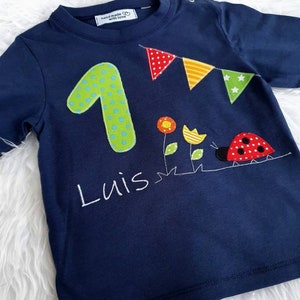 Birthday shirt with name and ladybug