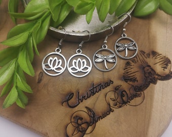 Boucles d'oreilles lotus / boucles d'oreilles libellules