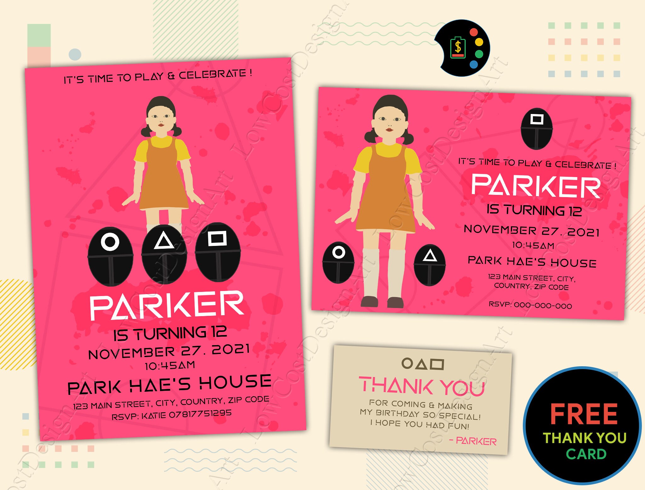 Squid Game Birthday Invitation Squid Game Party Invitation Etsy