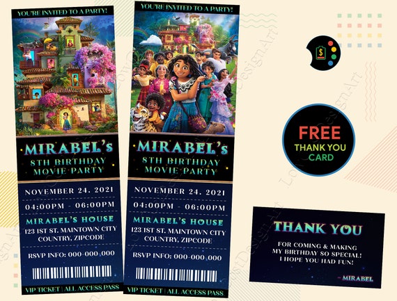 Invitation Danniversaire Encanto Billet De Cinema Encanto Etsy France