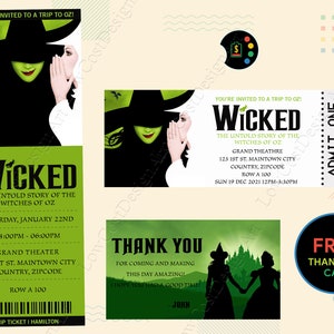 WICKED Broadway Musical Ticket, WICKED Broadway Musical-Einladung, Musical Ticket Digital, Geburtstagsfeier-Eintrittskarte, WICKED Ticket