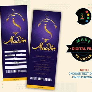 ALADDIN Broadway Musical Ticket, ALADDIN Broadway Musical Einladung, ALADDIN Musical Ticket Digital, Theater Faux Event Admission, Aladdin