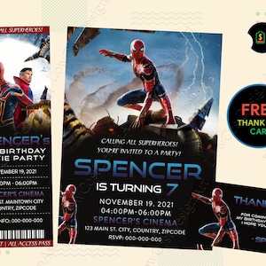 Spiderman No Way Home Einladung, Spider-Man: No Way Home Einladung, Spiderman Einladung, Spiderman Geburtstagseinladung, Spiderman Ticket