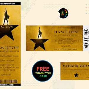 HAMILTON Broadway Musical Ticket, HAMILTON Broadway Musical Einladung, Musical Ticket Digital, Geburtstagsfeier Ticketeinladung, HAMILTON