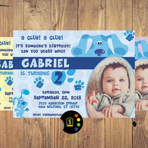 Blues Clues Birthday Invitation, Blues Clues, Blues Clues Party, Blues Clues Birthday, Nickelodeon, Dog, Paw, LowCostDesignArt