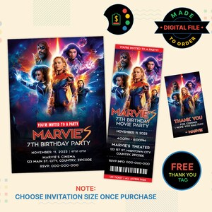 THE MARVELS Geburtstagseinladung, The MARVELS Kinokarte, The Marvels-Einladung, The Marvels-Film-Einladung, The Marvels-Dankeschön-Tag