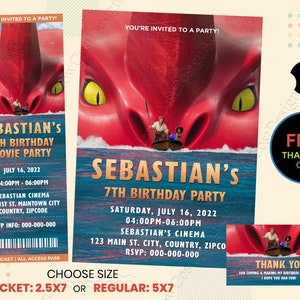 The Sea Beast verjaardagsuitnodiging, The Sea Beast filmticket, The Sea Beast verjaardagsfeestje, The Sea Beast film ticket uitnodiging