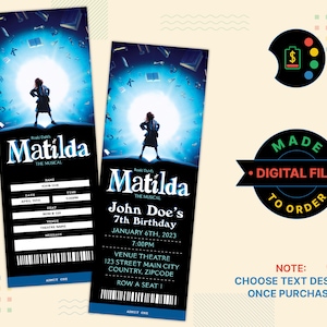 MATILDA Broadway Musical Ticket, MATILDA Das Musical Broadway-Einladung, MATILDA Musical Ticket Digital, Theater Faux Event Accession