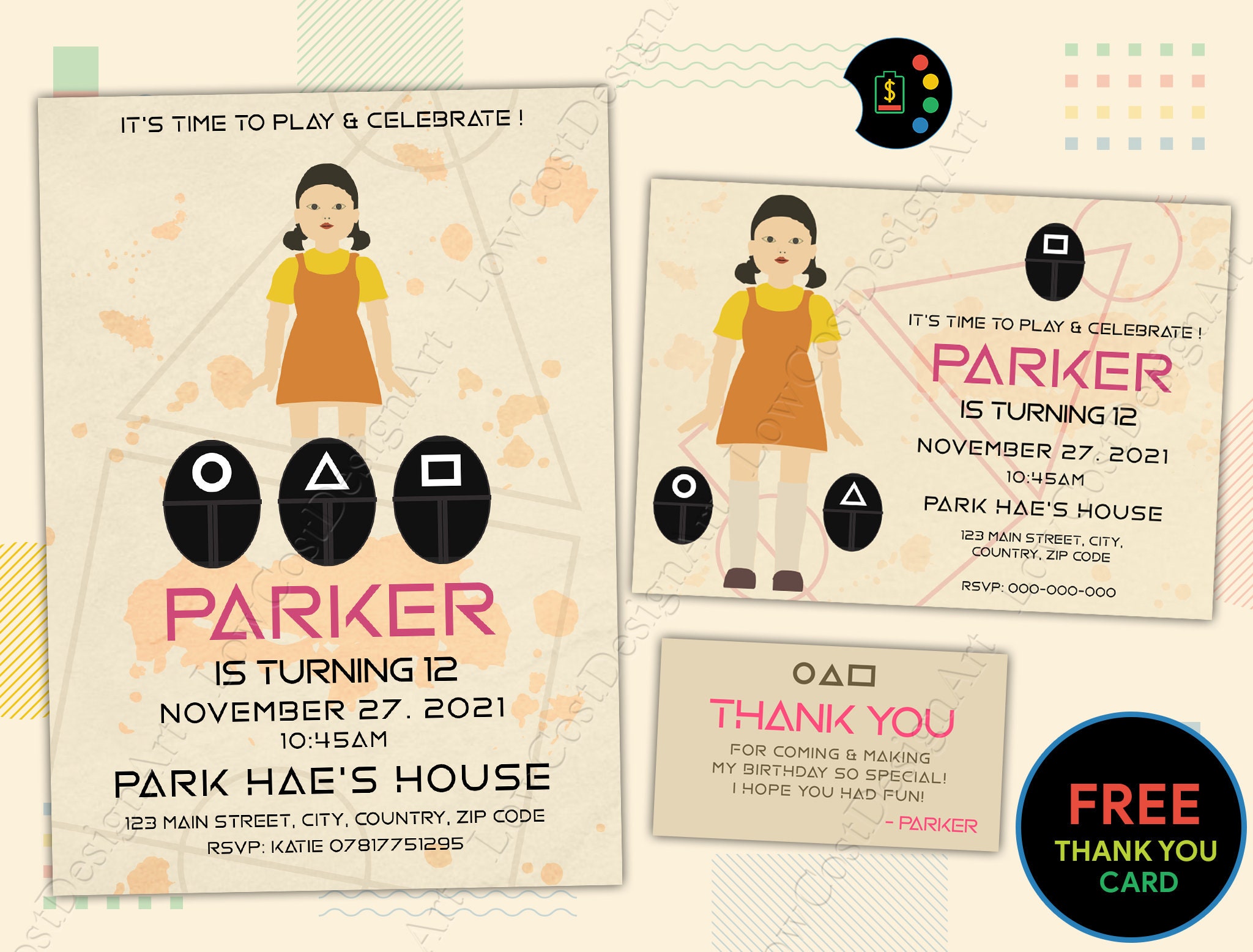 Squid Game Birthday Invitation Squid Game Party Invitation Etsy