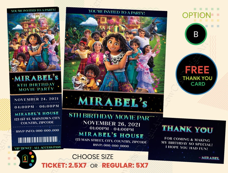 Encanto Birthday Invitation Encanto Movie Ticket Encanto Etsy UK