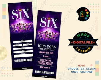 SIX Broadway Musical Ticket, SIX The Musical Broadway Invitation, SIX Musical Ticket Digital, Theatre Faux Event Admission, Six The Musical