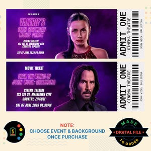 Aus der Welt von JOHN WICK BALLERINA Geburtstagseinladung, John Wick Ballerina Movie Ticket, John Wick Ballerina Digitale Einladung