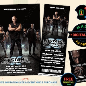 FAST X Birthday Invitation, Fast X Movie Ticket, Fast X Invitation, Fast and Furious Invitation, Fast X Thank You Tag, Fast and Furious card