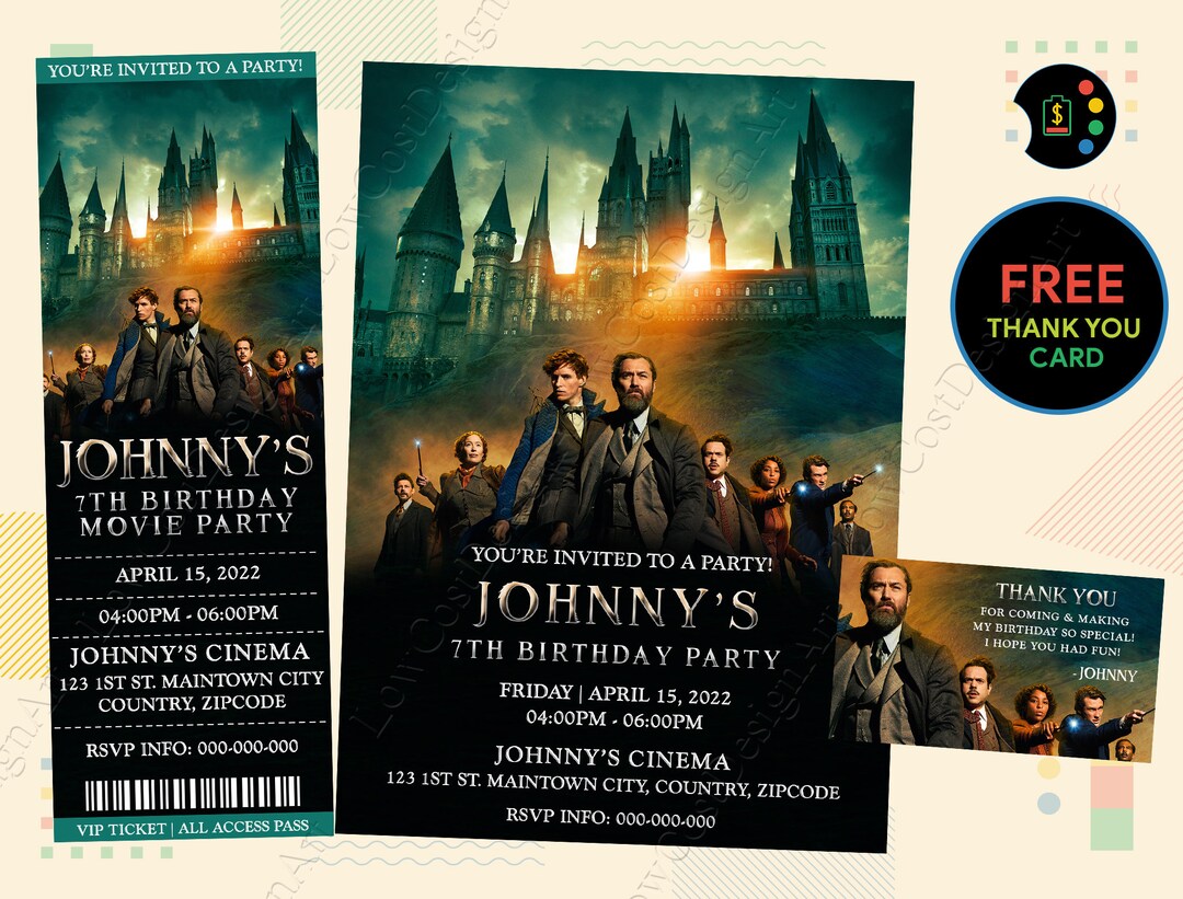 Fantastic Beasts the Secrets of Dumbledore Birthday Invitation ...