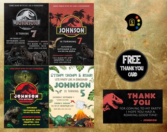 Jurassic Park Birthday Invitation, Jurassic World Birthday Invitation, Dinosaurs Birthday Birthday Invitation, Cartoon Dinosaur Invitation