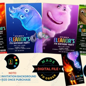 ELEMENTAL Geburtstagseinladung, ELEMENTAL Movie Ticket, ELEMENTAL Einladung, Elemental Movie Party, Elemental Dankeschön-Tag, Faux Ticket