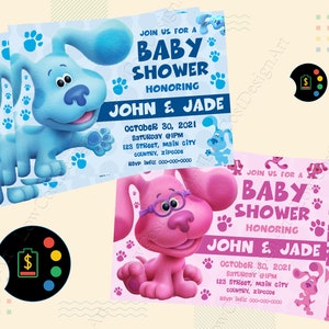 Baby Shower Blues Clues Invitation, Baby Shower Invitation, Boy or Girl Invites, Blues Clues Baby Shower, Baby Shower Party, Gender Reveal