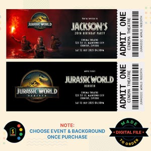 JURASSIC WORLD REBIRTH Filmkarte, Jurassic World Wiedergeburt-Geburtstagseinladung, Jurassic World Wiedergeburt Digitale Einladung, Jurassic World Wiedergeburt