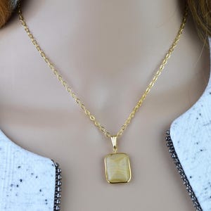 Gold Charm necklace • Everyday Chain Necklace • Indian Minimalist Necklace • Dainty Chain Jewelry • Beige Stone Necklace