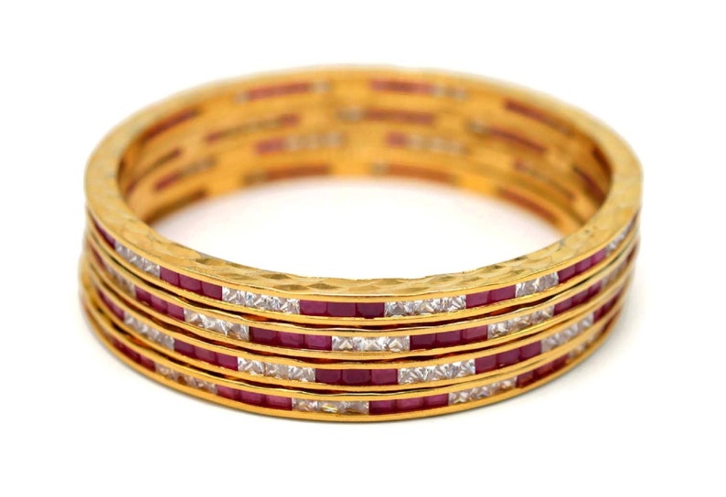 Creative Jewels Bollywood Indian Red White American Diamond Bracelets kangan For Women Girls Wedding 2.6 Size B93