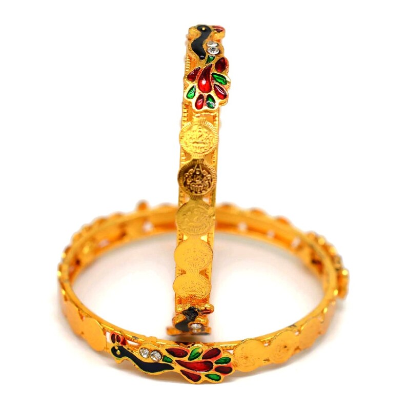 Casual Party wear Peacock Design Ginni Gold Plated Indian Bracelets Bangles For women And Girls 2 Pcs 2.4 B51