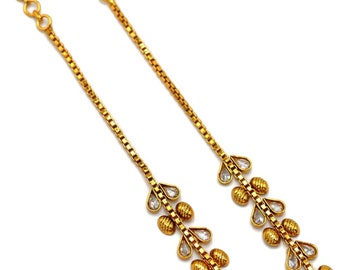 AD Kundan Ear Chain Earrings Chain Kan 