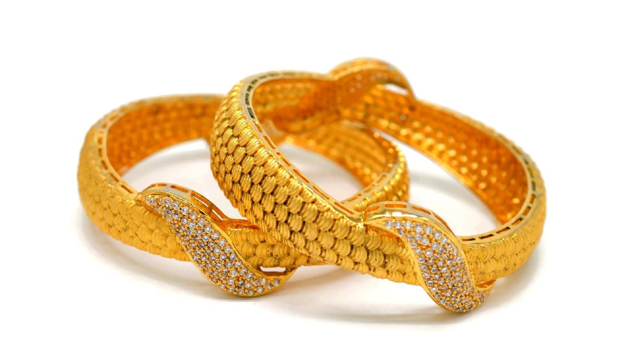 American Diamond Designer Gold Plated Indian Bollywood Bangles Etsy