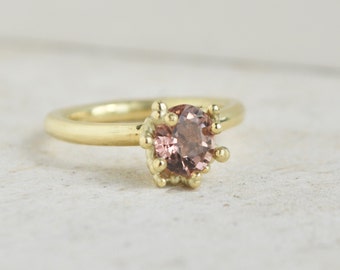 Gold Tourmaline ring with beaded detail (Special Price)