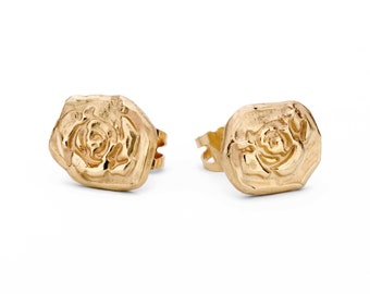 Yellow gold Rose Stud Earrings (SPECIAL PRICE)