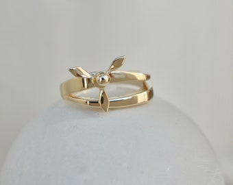 Propellor ring / yellow gold aviation ring / sterling silver aviation propellor ring.