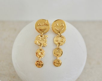 EMOJI earrings/ Emoji jewellery/ Gold earrings/ Gold statement earrings/ gold emoji earrings