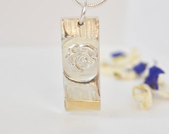 Mixed metal rose detail pendant *special price