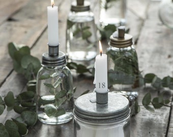 Kerzenhalter Weiß Glas/Metall  - Kerze Weihnachten Advent