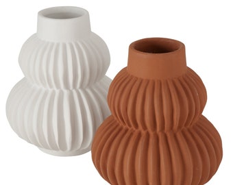 Vase Set Weiß / Terrakotta- Vasen und Zubehör Trockenblumen Blumenvase