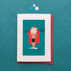 Swimming Santa. Christmas card for open water swimmers