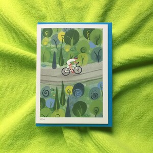 Carte de voeux cycliste représentant un athlète masculin : Vélo