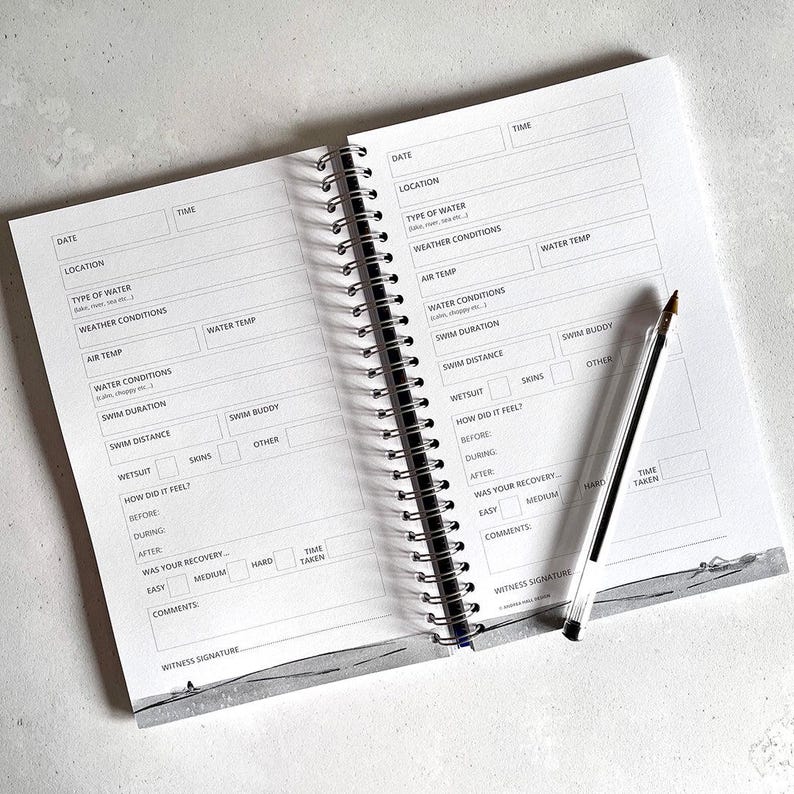 All Seasons Swim Log. Journal to record your swims. Time, place temp, duration image 4