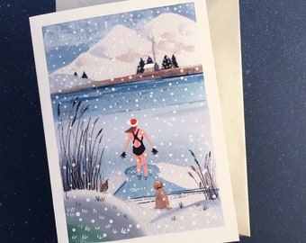 Hangover Cure. Wild Swimming Christmas card