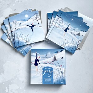 Set mit 8 Weihnachtskarten Schlittschuhlaufen in passender Hülle. Es ist Saison'