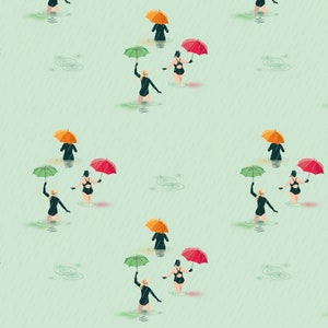 Quality gift wrap for wild swimmers. Swimming in the Rain design